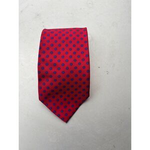 Peter Blair Mens Red Blue Polka Dot 100% Silk Necktie Made in USA